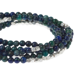 Azurite Gemstone Wrap With Silver Accents