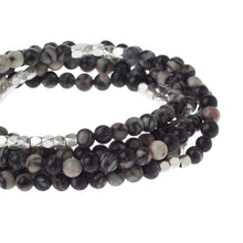 Load image into Gallery viewer, Black Network Agate Gemstone Wrap With Silver Accents