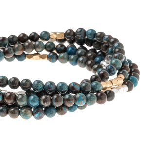 Blue Sky Jasper Gemstone Wrap With Silver and Gold Accents