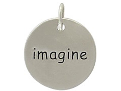 Sterling Silver Imagine Round Word Charm