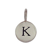 Load image into Gallery viewer, Sterling Silver K Initial Disk Charm