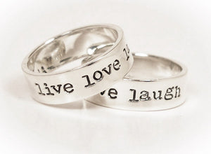 Sterling Silver Live Love Laugh Ring