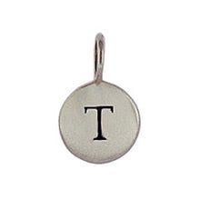 Load image into Gallery viewer, Sterling Silver T Initial Disk Charm