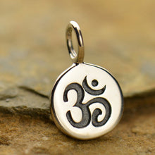 Load image into Gallery viewer, Sterling Silver Tiny Om Disk Charm