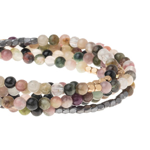 Tourmaline Gemstone Wrap With Hematite and Gold Accents