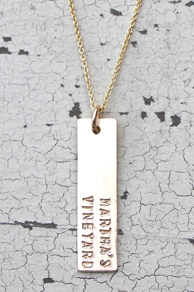 Marthas Vineyard Vertical Bar Gold Necklace Sanctuary Marthas Vineyard