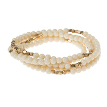 Load image into Gallery viewer, White Fossil Jasper Gemstone Wrap With Gold Accents
