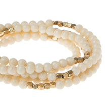 Load image into Gallery viewer, White Fossil Jasper Gemstone Wrap With Gold Accents
