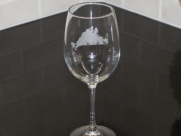 Martha's Vineyard Map Etched Stemless Wine Glass Set of 4