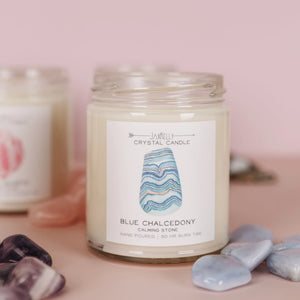 Blue Chalcedony - Calming Crystal Candle