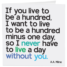 Load image into Gallery viewer, Cards - D391- Live To Be A Hundred - Friendship(A. A. Milne)