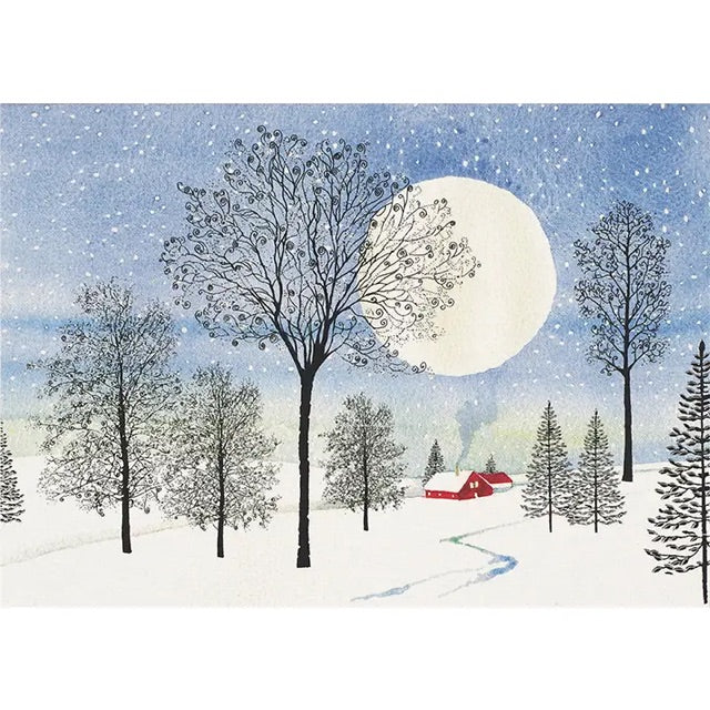Moonlit Cottage Deluxe Boxed Holiday Cards