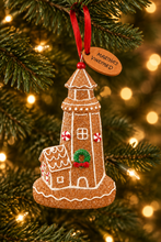 Load image into Gallery viewer, Martha’s Vineyard Gingerbread Lighthouse Ornament