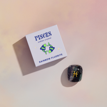 Load image into Gallery viewer, Pisces Boxed Zodiac Crystal – Rainbow Fluorite