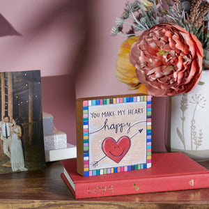 Heart Happy Block Sign