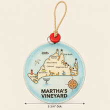 Load image into Gallery viewer, Martha’s Vineyard Glass Map Round Ornament