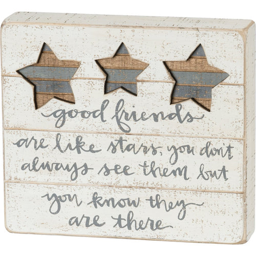 Good Friends Are Like Stars Slatted Box Sign