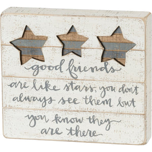 Good Friends Are Like Stars Slatted Box Sign