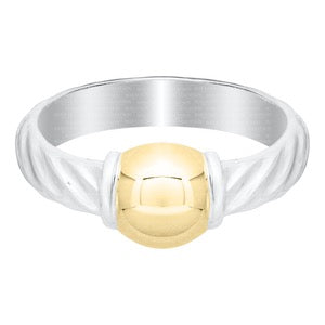 Cape Cod Patterned Ring with 14K Yellow Gold Ball