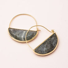 Load image into Gallery viewer, Stone Prism Labradorite/Gold Hoop Earings