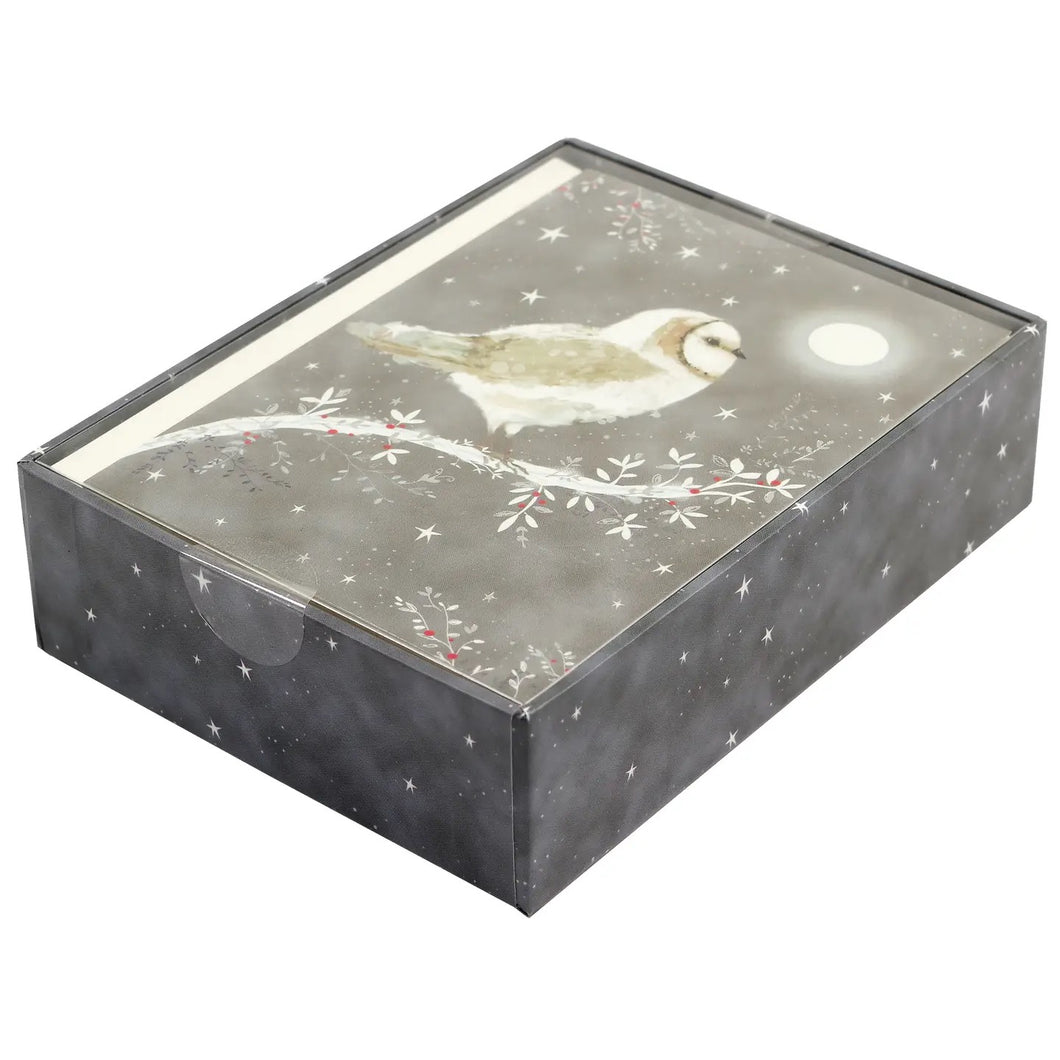 Starry Night Owl Small Boxed Holiday Cards