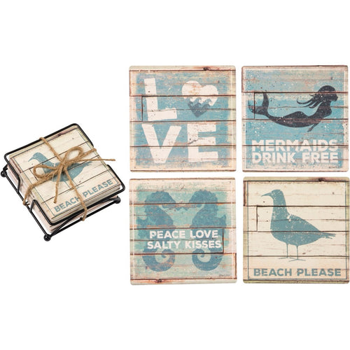 Rustic Beach Coaster Set