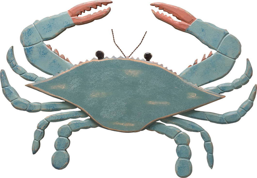 Wooden Blue Crab Wall Decor