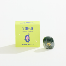 Load image into Gallery viewer, Virgo Boxed Zodiac Crystal – Moss Agate