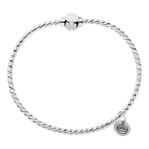 Cape Cod Patterned Bracelet with Silver and CZ Ball