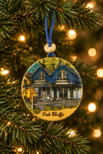 Load image into Gallery viewer, Oak Bluffs Glass Gingerbread House Round Ornament