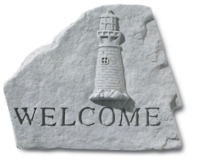 Welcome With Lighthouse Concrete Stone