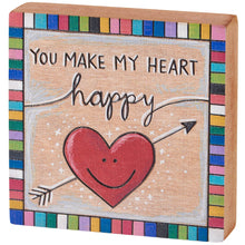 Load image into Gallery viewer, Heart Happy Block Sign