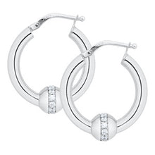 Load image into Gallery viewer, Cape Cod Classic Hoops with Silver and CZ Inlay