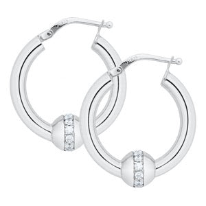 Cape Cod Classic Hoops with Silver and CZ Inlay