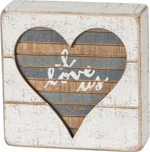 I Love Us Slatted Box Sign