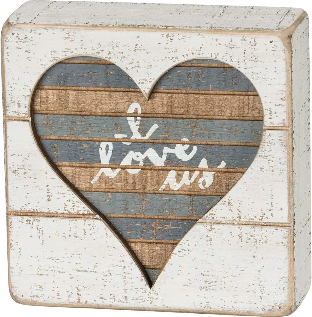 I Love Us Slatted Box Sign