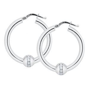 Cape Cod Classic Hoops with Silver and CZ Inlay