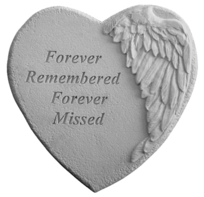 Winged Heart - Forever Remembered Concrete Stone