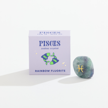 Load image into Gallery viewer, Pisces Boxed Zodiac Crystal – Rainbow Fluorite