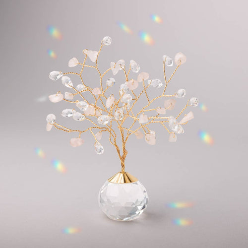 Rose Quartz/Gold Crystal Tree