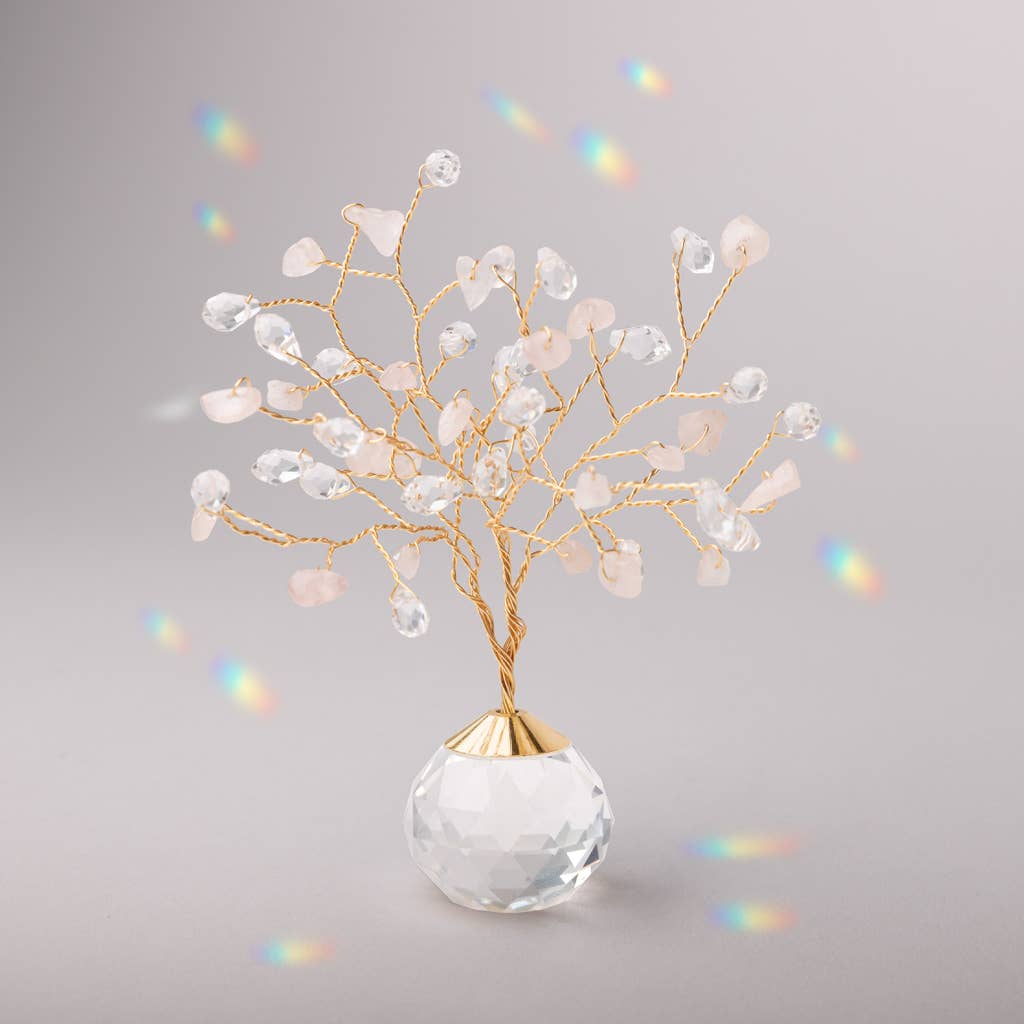 Rose Quartz/Gold Crystal Tree