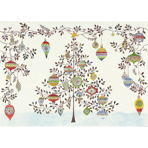 Watercolor Ornament Tree Deluxe Boxed Holiday Cards