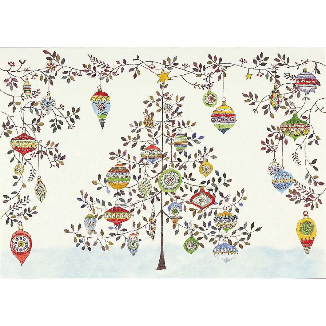 Watercolor Ornament Tree Deluxe Boxed Holiday Cards
