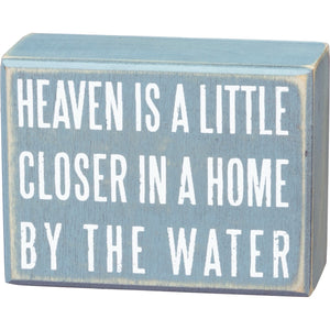 Home By The Water Blue Box Sign