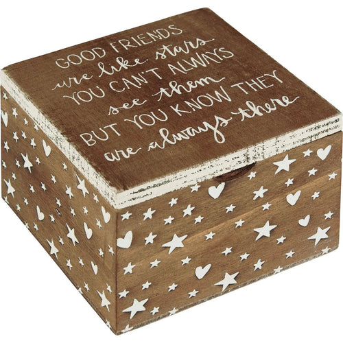 Good Friends Are Like Stars Carved Flip Box