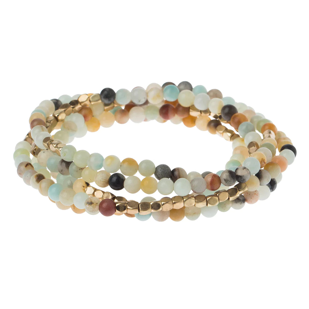Amazonite Gemstone Wrap With Gold Accents