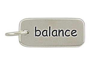 Sterling Silver Balance Word Tag Charm