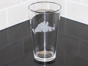 Martha's Vineyard Map Etched Beer Glass Set of 4