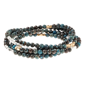 Blue Sky Jasper Gemstone Wrap With Silver and Gold Accents