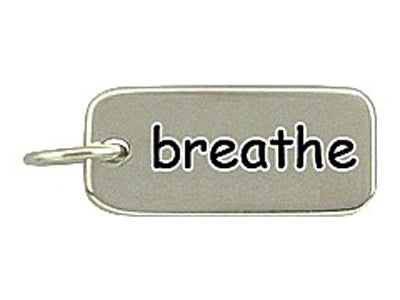 Sterling Silver Breathe Word Tag Charm